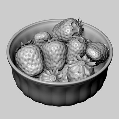strawberry bowl 3d model - Strawberry Bowl by Pekdemir