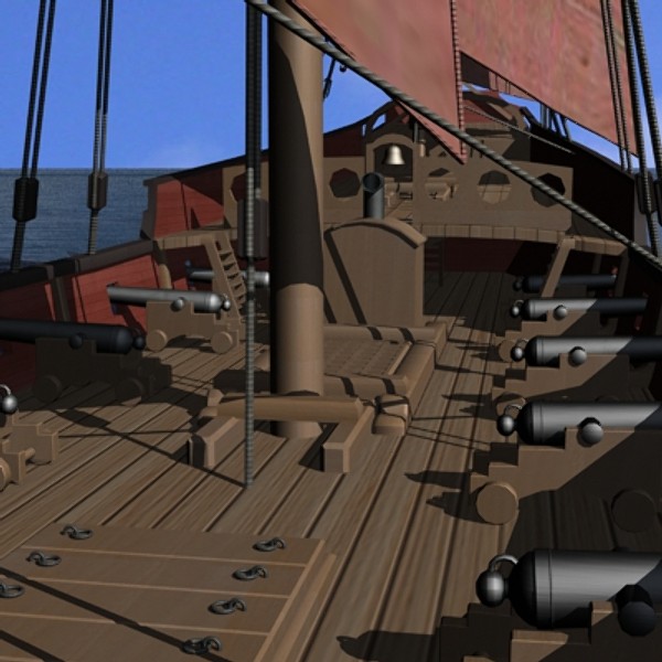 xebec pirate ship 3d model - Xebec by mostlysquare