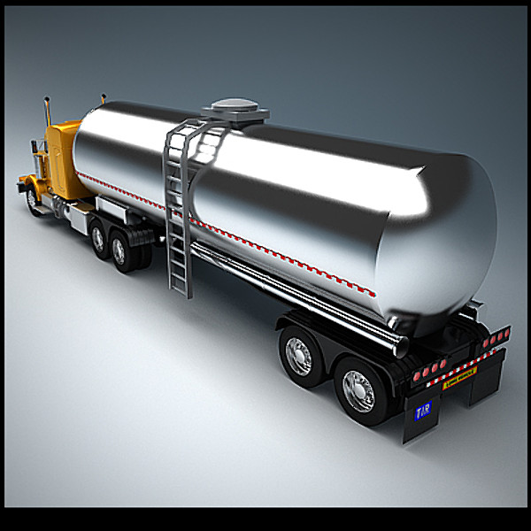 3d model of semi truck cistern trailer - Semi Truck + Cistern Trailer by vankata