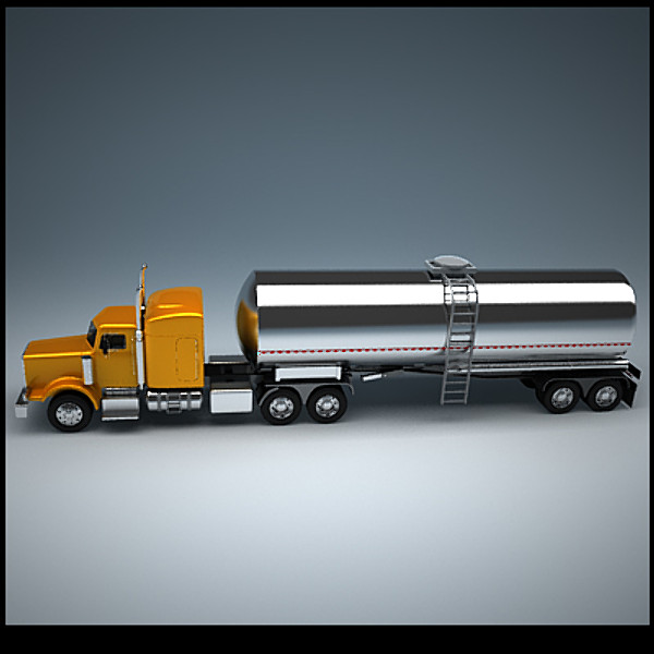 3d model of semi truck cistern trailer - Semi Truck + Cistern Trailer by vankata