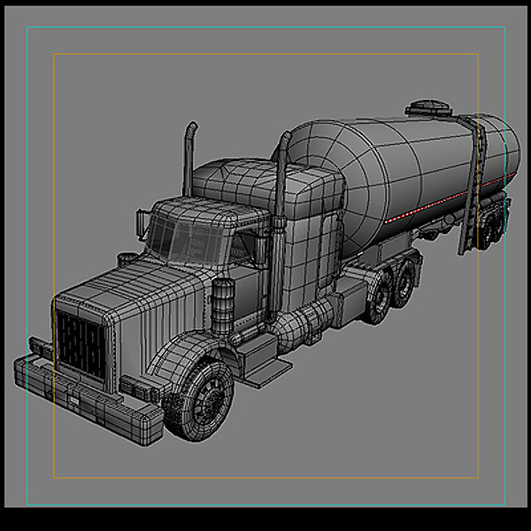 3d model of semi truck cistern trailer - Semi Truck + Cistern Trailer by vankata