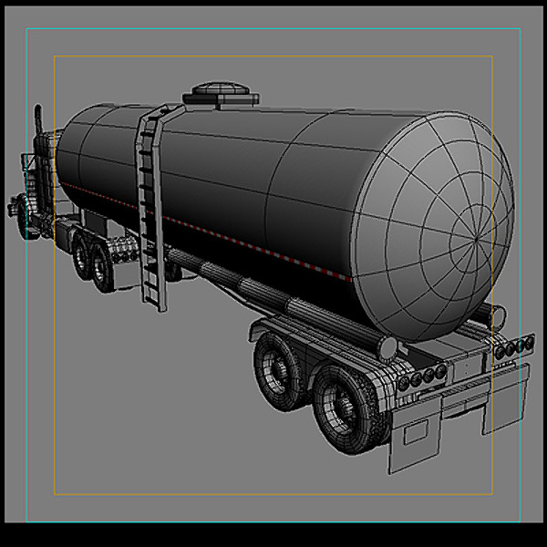 3d model of semi truck cistern trailer - Semi Truck + Cistern Trailer by vankata