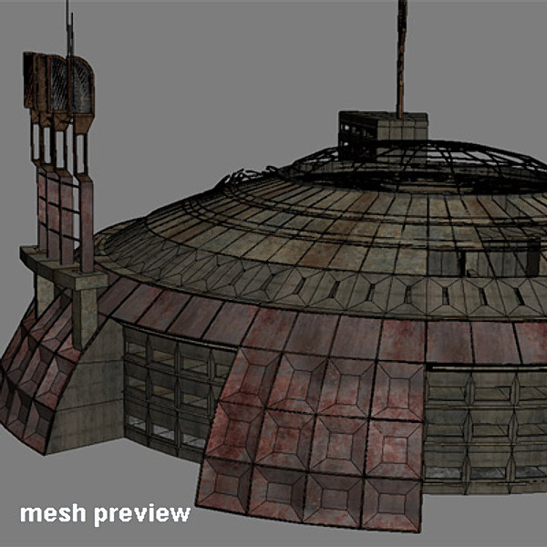 sci fi futuristic building max - Ruined Derelict Building 08... by 3D_Multimedia