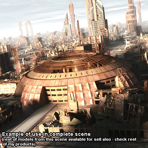 sci fi futuristic building max - Ruined Derelict Building 08... by 3D_Multimedia