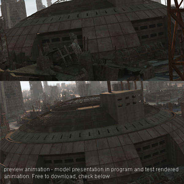 sci fi futuristic building max - Ruined Derelict Building 08... by 3D_Multimedia