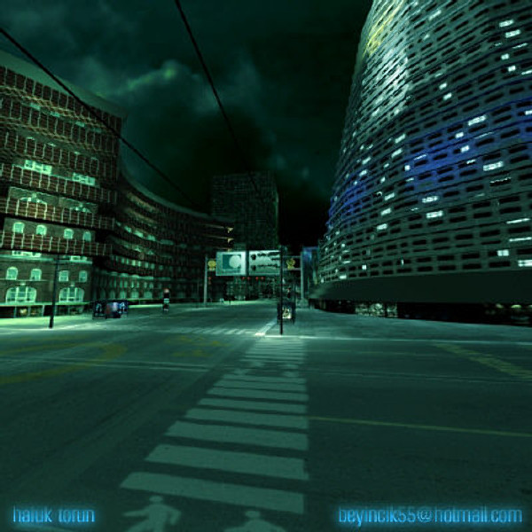3d max street night illumination - Night Street by HalukTorun