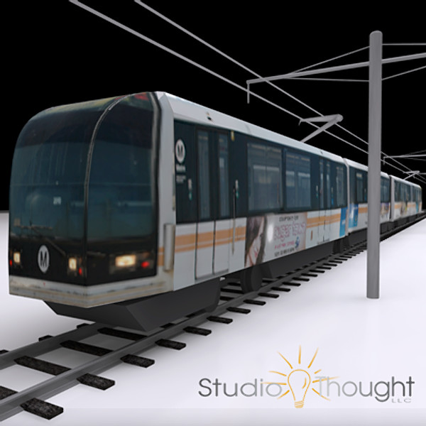 car light rail passenger train 3d 3ds - Train (Light Rail) - Los Angeles EXPO line by StudioThought