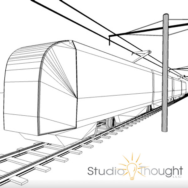 car light rail passenger train 3d 3ds - Train (Light Rail) - Los Angeles EXPO line by StudioThought