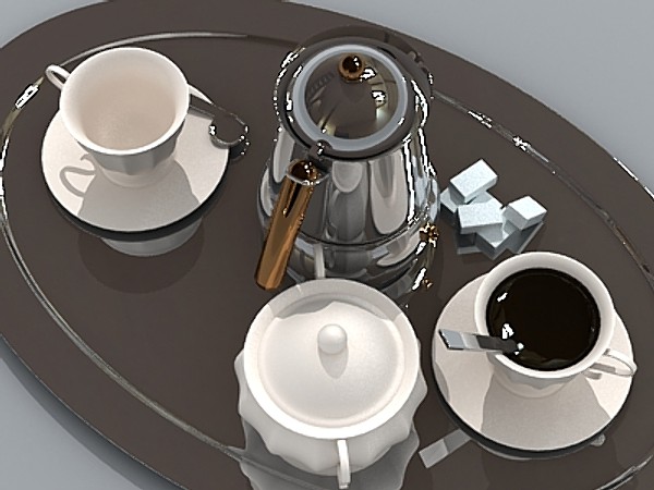 moka coffee machine cups 3d model - Coffee break by fabelar