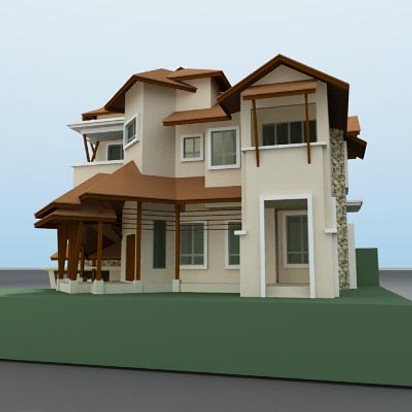 3d modern bungalow model - bungalow-4.zip by thinice