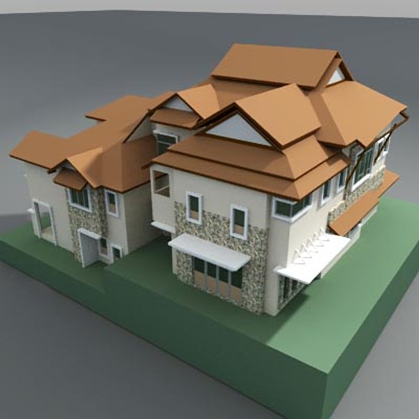 3d modern bungalow model - bungalow-4.zip by thinice