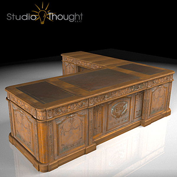 carved wood antique office desk 3d model - Office Desk (Resolute desk) - Architectural interior by StudioThought
