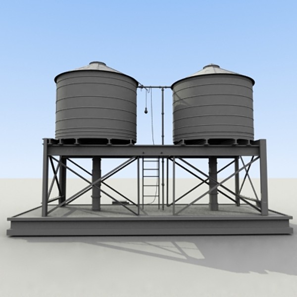3dsmax definition water tank - HD water tank textured by Ecleposs