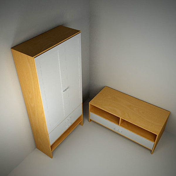 wardrobe console dresser 3d model - Tunhem by QLEE