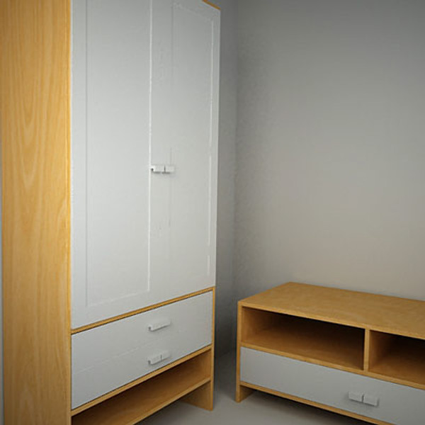 wardrobe console dresser 3d model - Tunhem by QLEE