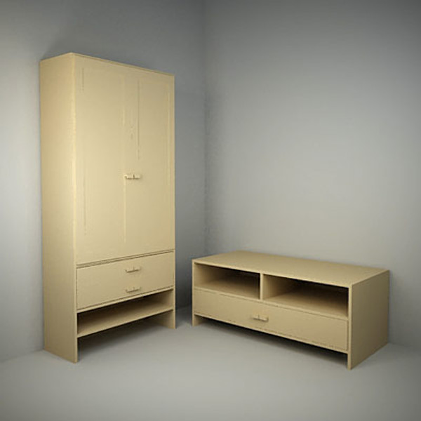 wardrobe console dresser 3d model - Tunhem by QLEE