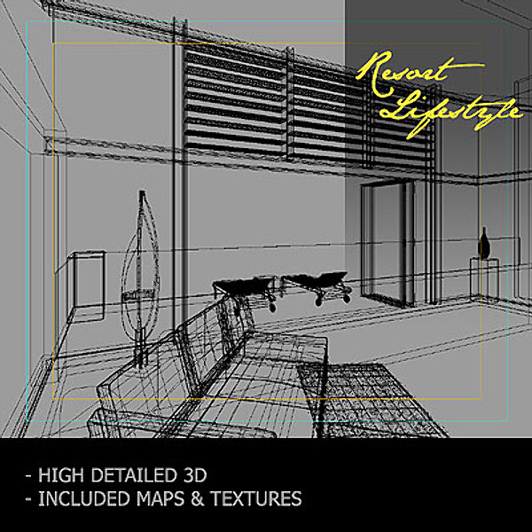 3d model of sea view living hall - Sea view Living Hall by groups5