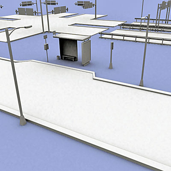 road elements motorway 3d max - Motorway_elements by QLEE