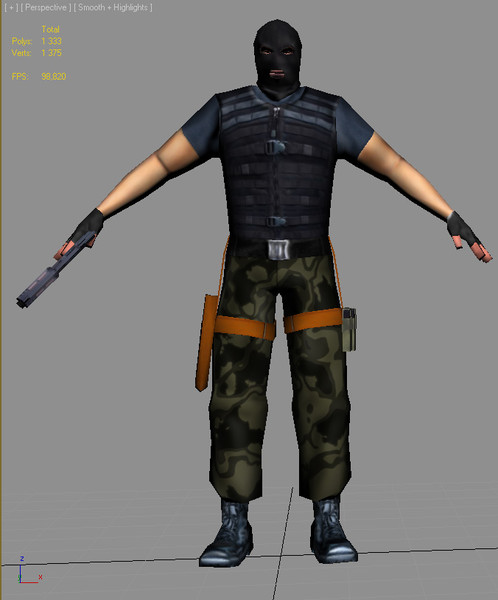 3d lo-poly ready big model - Soldier terrorist lo-poly... by anteyy