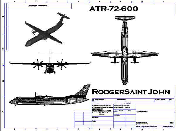 aircraft assembly 3d model - ATR-72-600 Turboprop .dwg or .dxf by RodgerSaintJohn