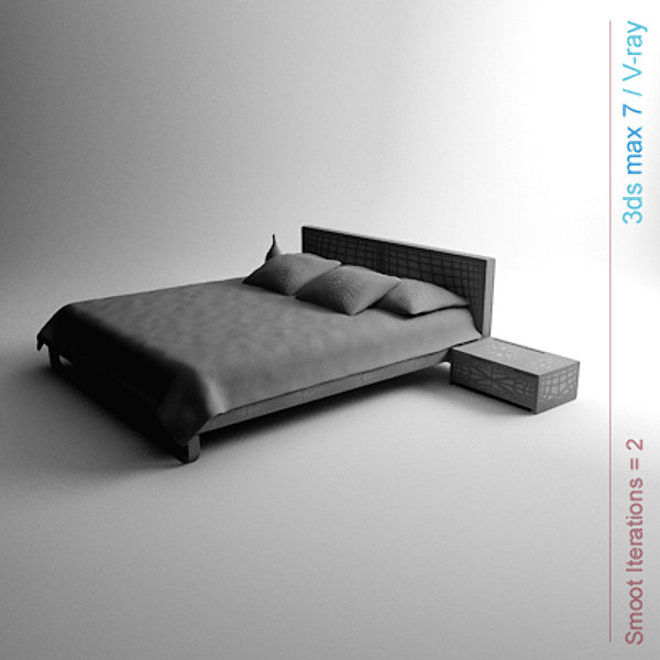 3d model architectural - bed with bedside cabinet by lajhar
