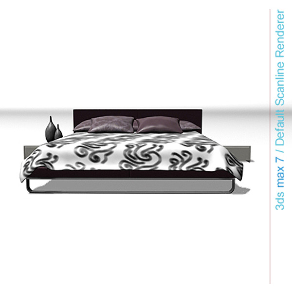 3d model architectural - bed with bedside cabinet by lajhar
