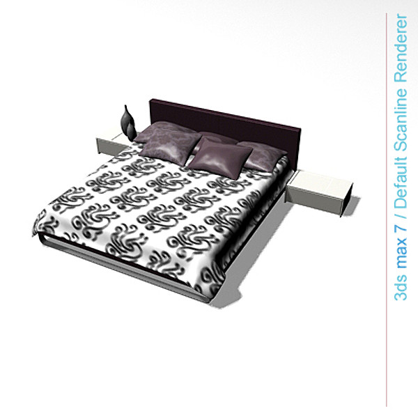 3d model architectural - bed with bedside cabinet by lajhar
