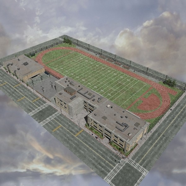 school football field 3d model - High School by dastolidigital