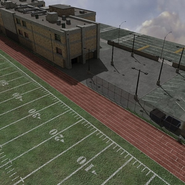 school football field 3d model - High School by dastolidigital
