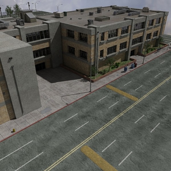 school football field 3d model - High School by dastolidigital