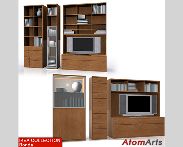 ikea bedroom storage furniture wood 3d model - IKEA Bonde Bedroom Storage by Atom Arts