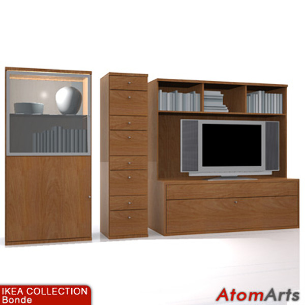 ikea bedroom storage furniture wood 3d model - IKEA Bonde Bedroom Storage by Atom Arts