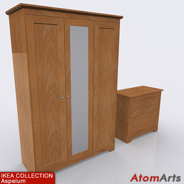 3dsmax bedroom storage furniture wood - IKEA Aspelum Bedroom Storage by Atom Arts