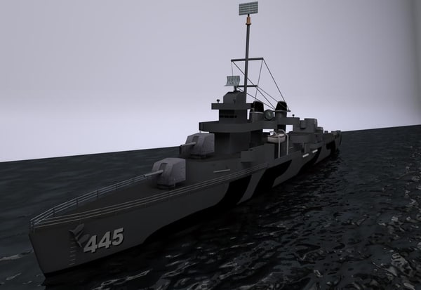 3d model of uss dd445 flecher - dd-445-fletcher obj.rar by DHHH