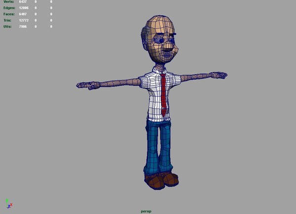 3d rigged cartoony old man - Cartoony Old Man... by The 3D Buddha