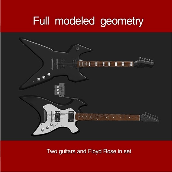 electric guitar modeled 3d model - Electric guitar 3D model by Zigzain
