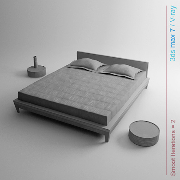 3d architectural model - bed with bedside cabinet by lajhar