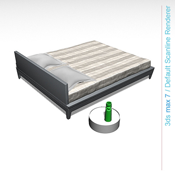 3d architectural model - bed with bedside cabinet by lajhar