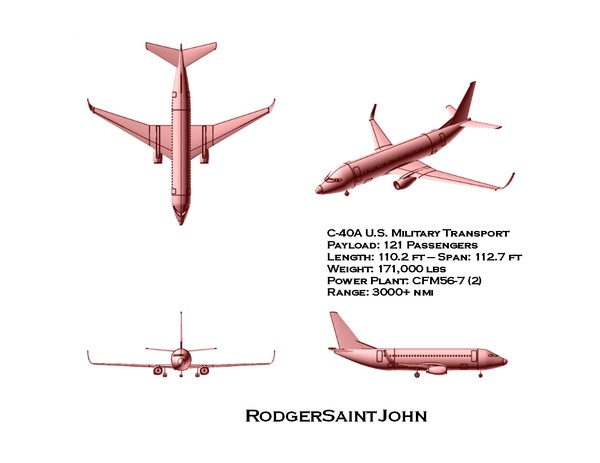 c-40a sat skp sketchup 3d dxf - C-40A Transport.7z (sat) or dwg or dxf or SketchUp .skp by RodgerSaintJohn
