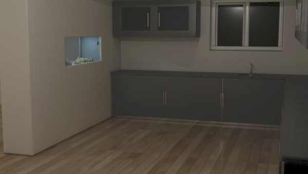 3d fish tank living room model - Fish tank in room by darkmalan