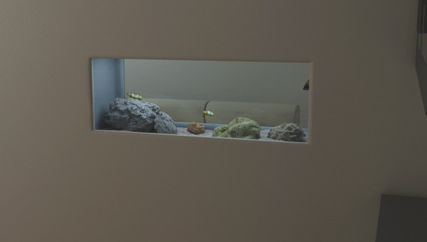 3d fish tank living room model - Fish tank in room by darkmalan