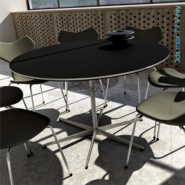 3d model arne jacobsen tables base - circular table 6 star pedestal base by lajhar