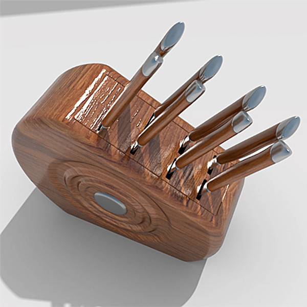wooden knife block 3d 3ds - Wooden Knife Block by StudioEgan