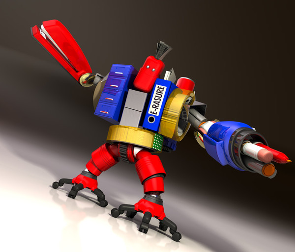 3d model robot character stationery - Robot character made from Stationery by crashtackle