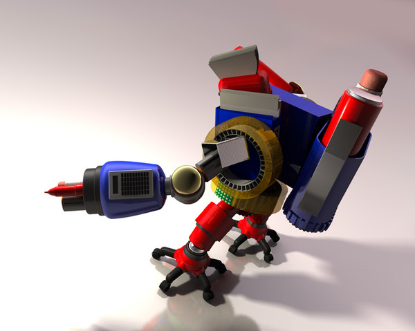 3d model robot character stationery - Robot character made from Stationery by crashtackle