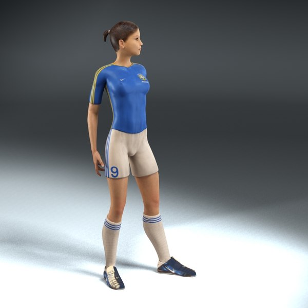 female football player rigged 3d model - Football Rigged Female A... by ES3DStudios