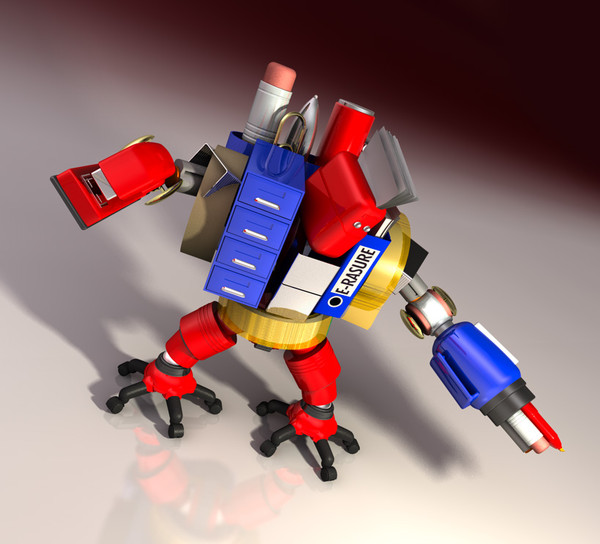 3d model robot character stationery - Robot character made from Stationery by crashtackle