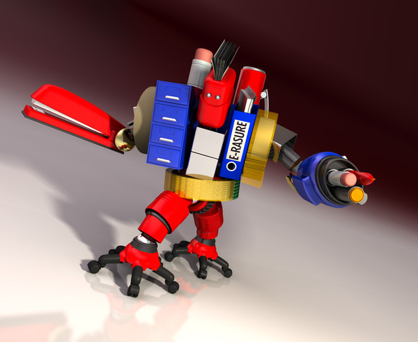 3d model robot character stationery - Robot character made from Stationery by crashtackle