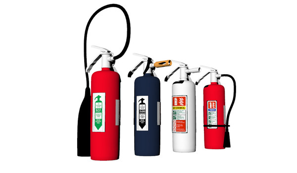 3d extinguishers set 4 lables - Fire Extinguishers Set of 4 & Lables by Imagetek3D