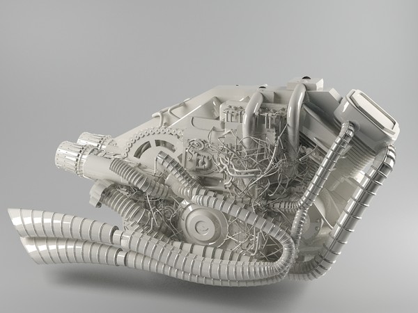 3d motorcycle engine - Motorcycle engine v8 by dentonvanzan